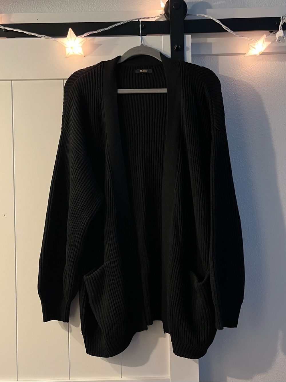 NWOT Quince Black Organic Cotton Oversized Cardigan (L)